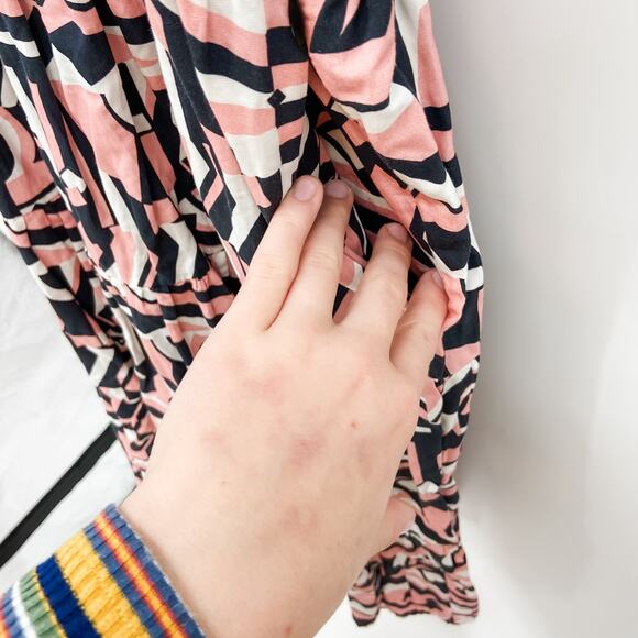 La DoubleJ Dress Mini Pink Black Tiered Summer Smocked Swing Medium - Picture 8 of 15